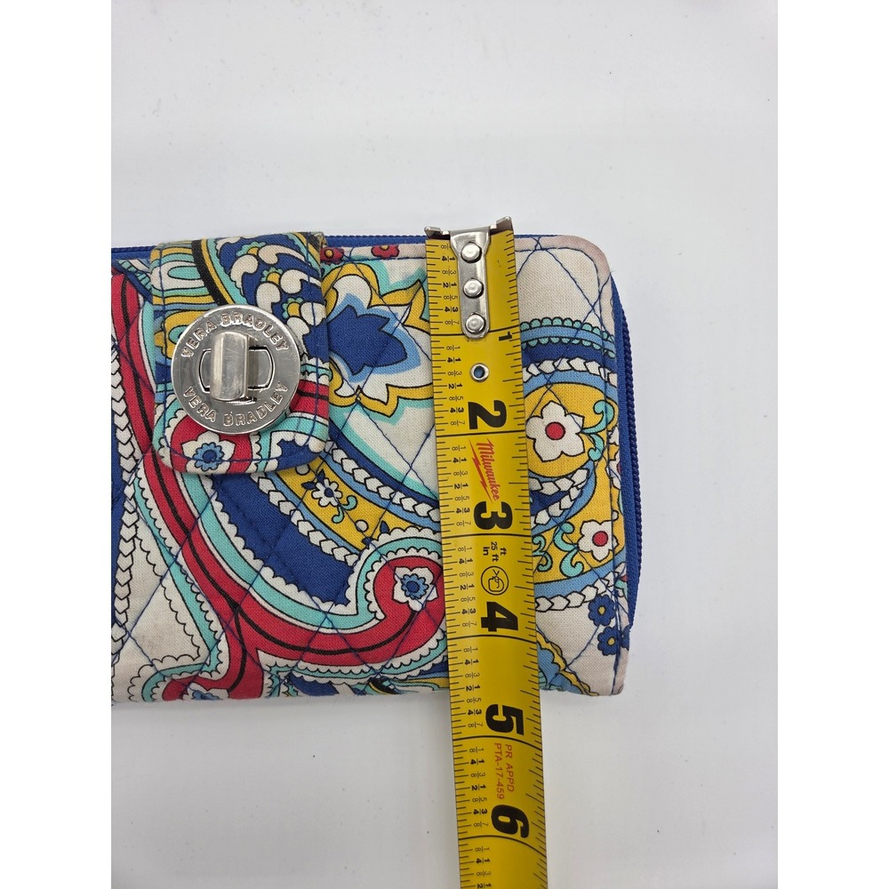Vera Bradley Turnlock Wallet OS Multicolor Paisley Womens Quilted Zip Around - Picture 9 of 11